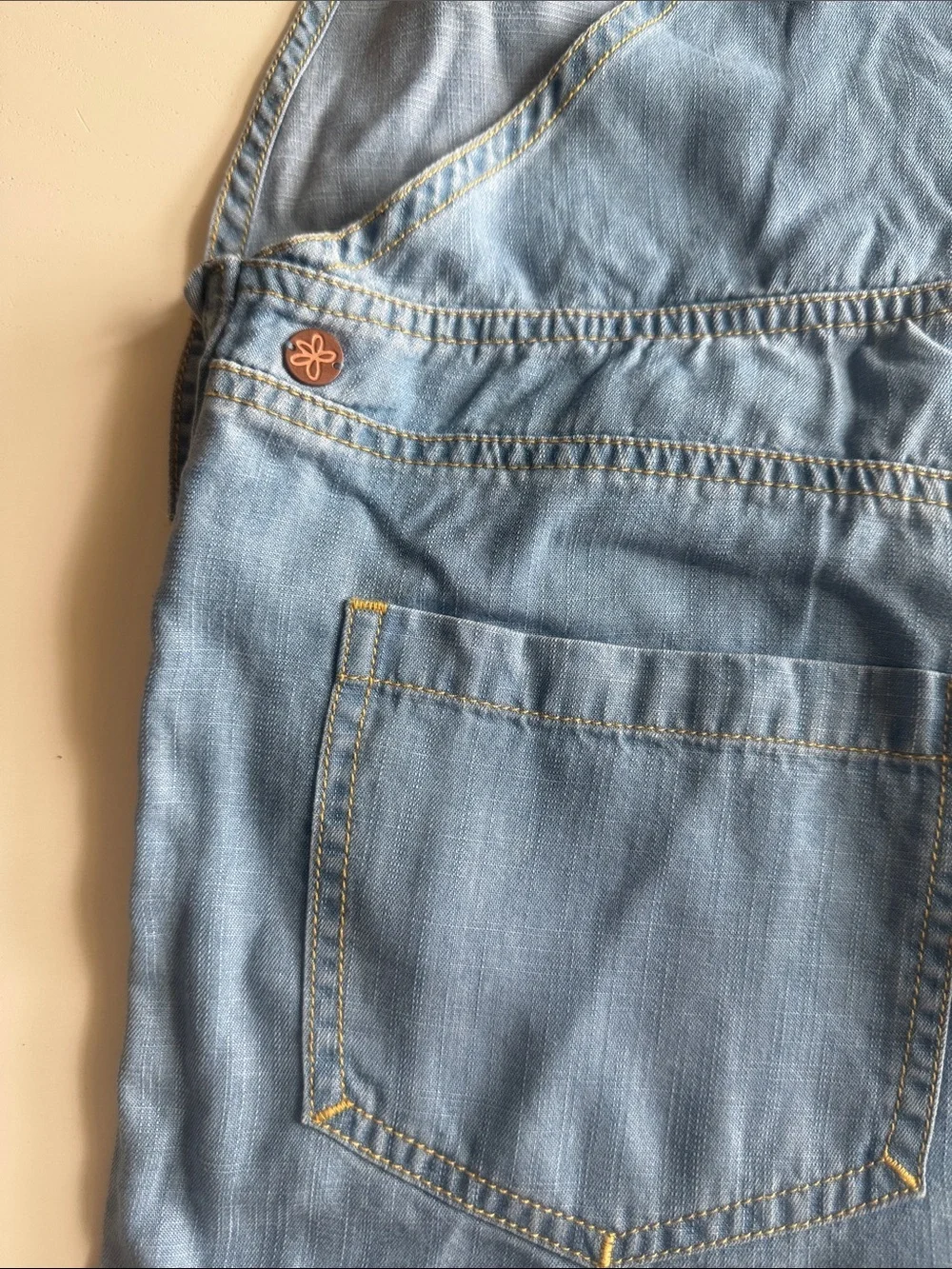 Matilda Jane (435) Light Blue Denim Chambray Overall Shorts Sz 12 NWT - Picture 10 of 11